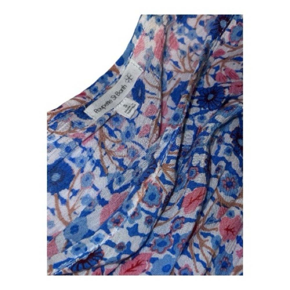 Poupette St Barth floral dress with cinched sleeves and tassel ties. - Picture 3 of 8